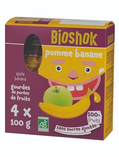Bioshok Gourde dessert pomme - banane bio pack 4*100g - 1589